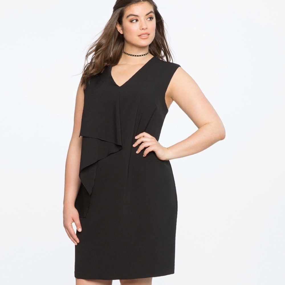 ELOQUII Asymmetrical Ruffles Shift Dress